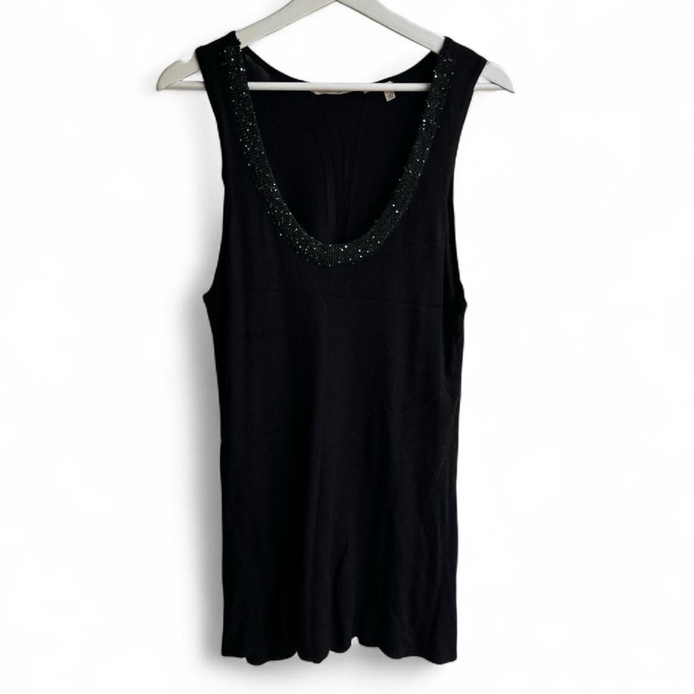 Soft Surroundings Black sequin longline tank top Size Large